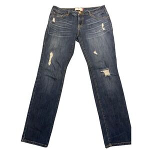 cabi Jeans Women's Size‎ 6 Slim Boyfriend Distressed Blue Denim Low Rise